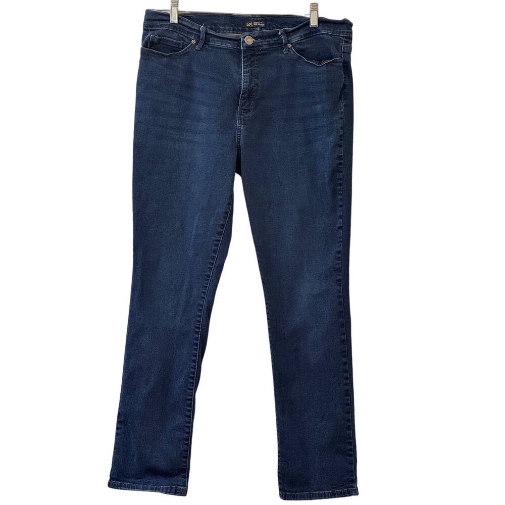 Lee Slimming Fit Slim Straight Leg Denim Blue Jeans High Rise Size M 8/10